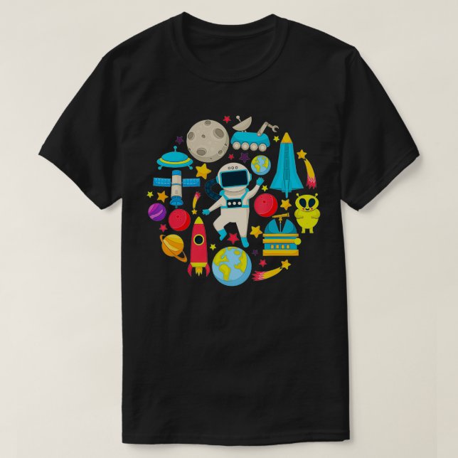 Camiseta Cosmonauta de Ciencia Gira El Cohete Del Espacio U (Diseño del anverso)