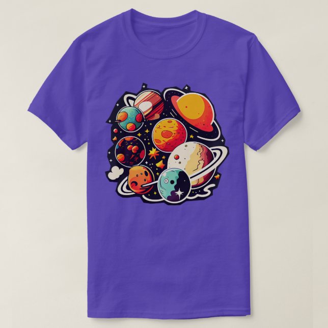 Camiseta Cosmos artísticos de planetas (Diseño del anverso)