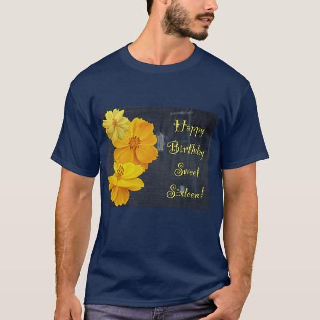 Camiseta Cosmos Floral Cumpleaños Dulce Dieciséis (Anverso)