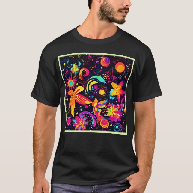 Camiseta Cosmos Psicodélicos Florales (Anverso)