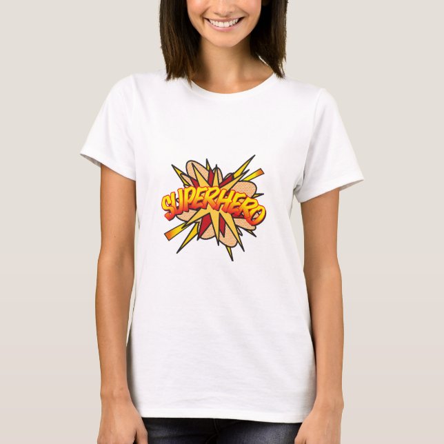 Camiseta Cosplay Comic Book Pop Art SUPERHERO (Anverso)