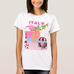 Camiseta Costa Amalfitana, Viaje Preppy, Rosa