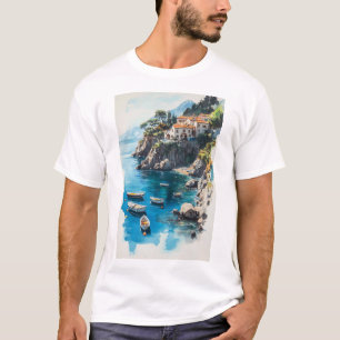 Camiseta Costa de Amalfi Soñadora: Diseño de Pintura Acuare