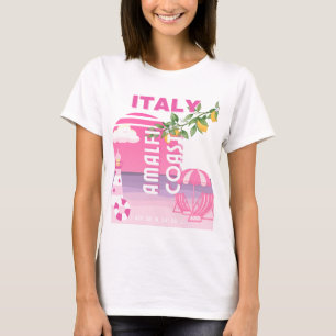 Camiseta Costa de Amalfi, Viajes Elegantes, Rosa