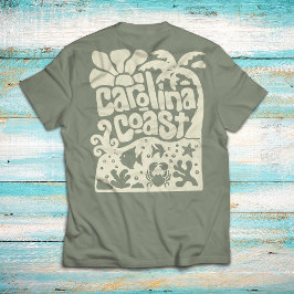 Camiseta Costa de Carolina Playa Vintage Retro Palma Árbol