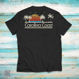 Camiseta Costa de Carolina Retro Atardecer Vintage 70s 80s