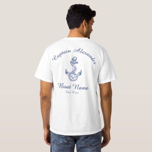 Camiseta Costa de la Marina Náutica Anchor Azul Monogramada (Reverso completo)