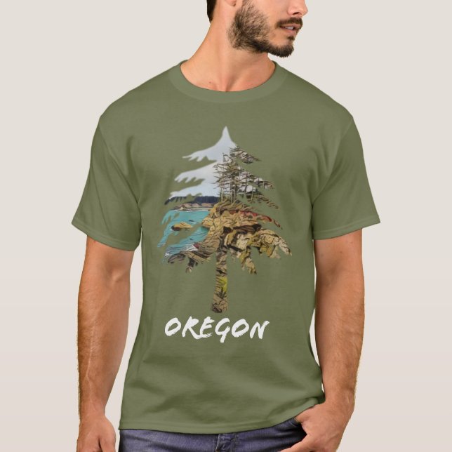 Camiseta Costa de Oregón oscura (Anverso)