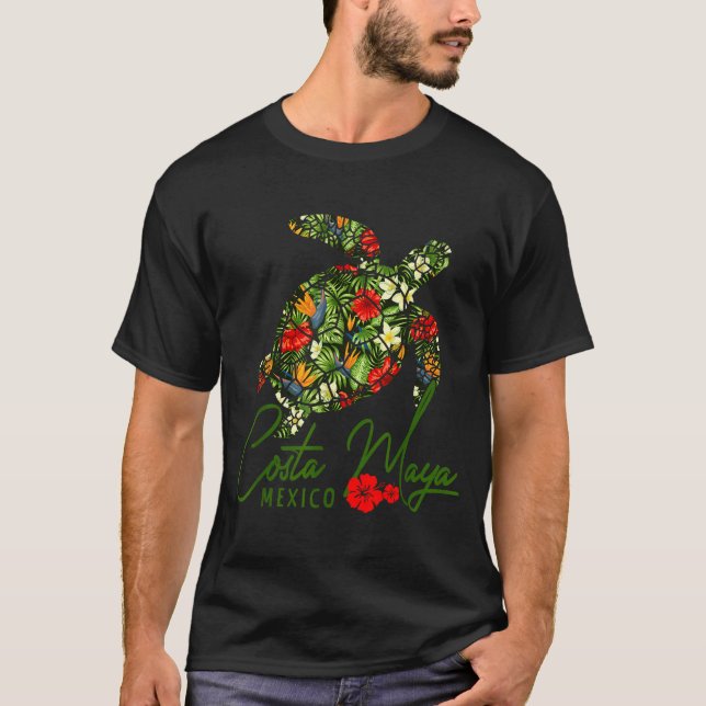 Camiseta Costa Maya Mexico Sea Turtle Trocal Hibiscus Vacat (Anverso)