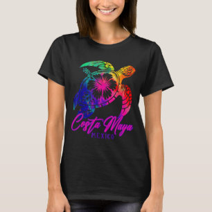 Camiseta Costa Maya México Tie Dye Tortuga Hibisco Playa