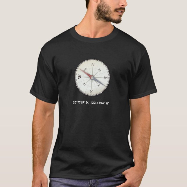 Camiseta Costa náutica, coordenadas de longitud de Latitude (Anverso)