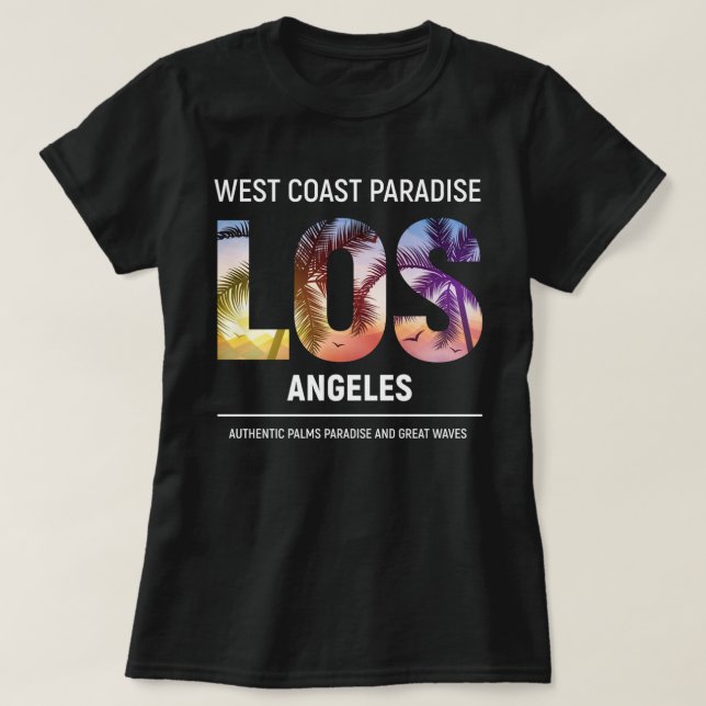 Camiseta Costa Oeste, Los Angeles California, Los Ángeles (Diseño del anverso)