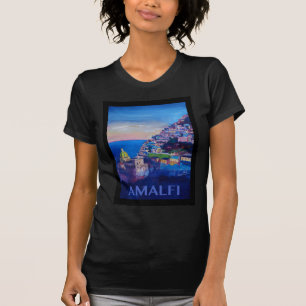 Camiseta Costa retra Italia de Amalfi del poster