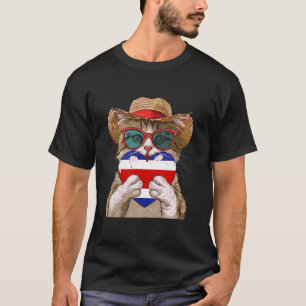 Camiseta Costa Rica Bandera Costarricense Corazón Gato Cost