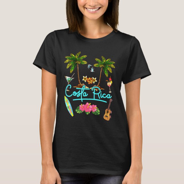Camiseta Costa Rica Beach Summer Palm Surf Sun Set Palm Tre (Anverso)