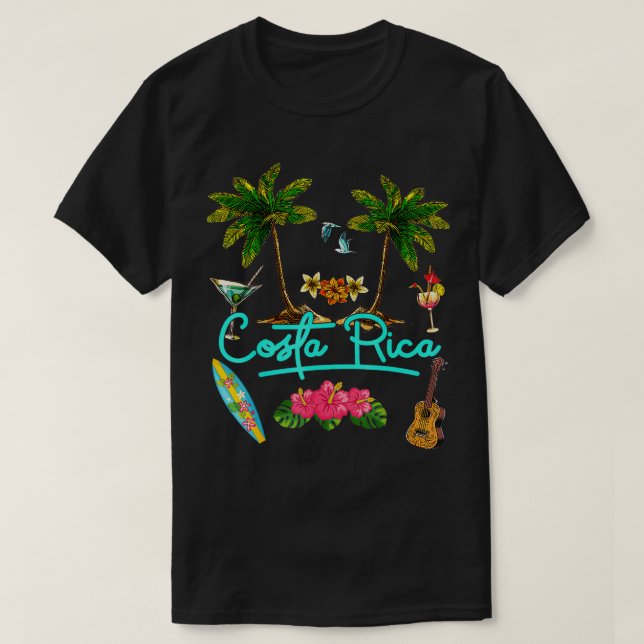 Camiseta Costa Rica Beach Summer Palm Surf Sun Set Palm Tre (Diseño del anverso)