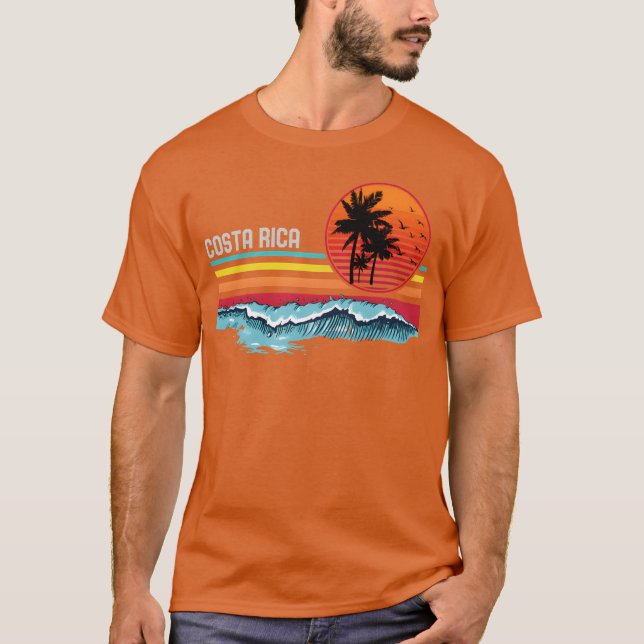 Camiseta Costa Rica Beach Sunset 80S Surfing Surf 70S famil (Anverso)