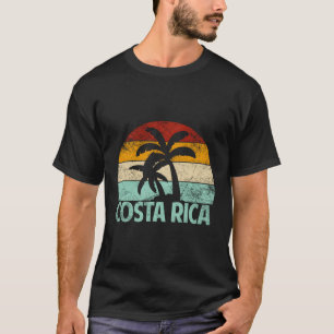 Camiseta Costa Rica Beach Sunset Palm Tree Retro Vacaciones