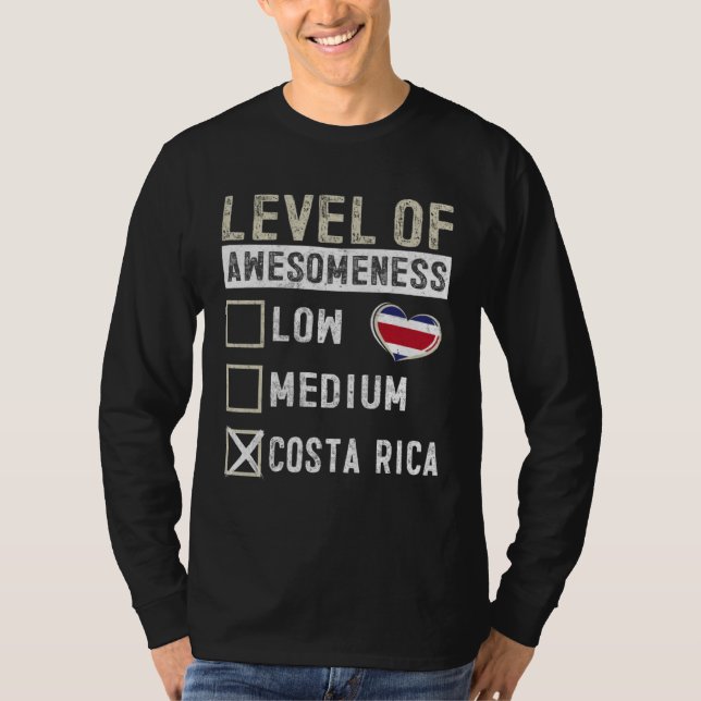 Camiseta Costa Rica Flag Costa Ricans Level Of Awesomeness (Anverso)