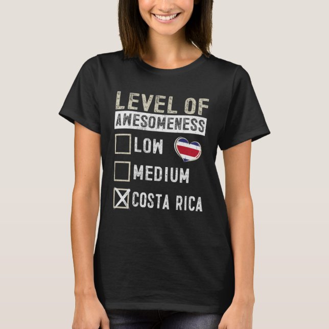 Camiseta Costa Rica Flag Costa Ricans Level Of Awesomeness (Anverso)