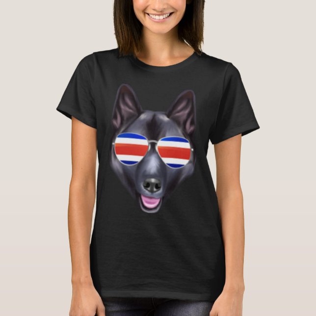 Camiseta Costa Rica Flag Norwegian Elkhound Dog Tico Pocket (Anverso)