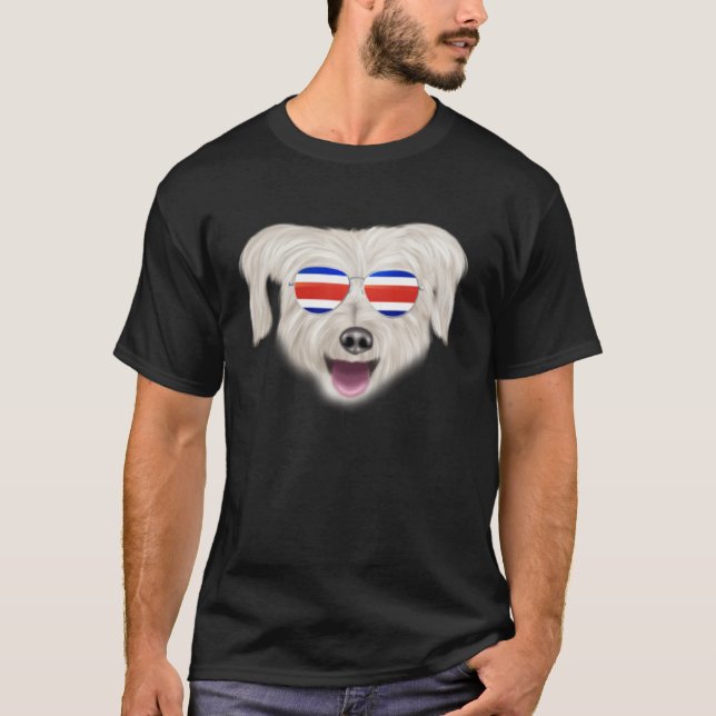 Camiseta Costa Rica Flag Pyrenean Shepherd Dog Tico Pocket (Anverso)
