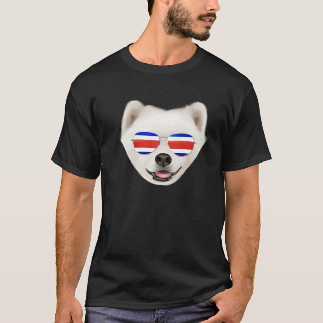 Camiseta Costa Rica Flag Samoyed Dog Tico Pocket (Anverso)