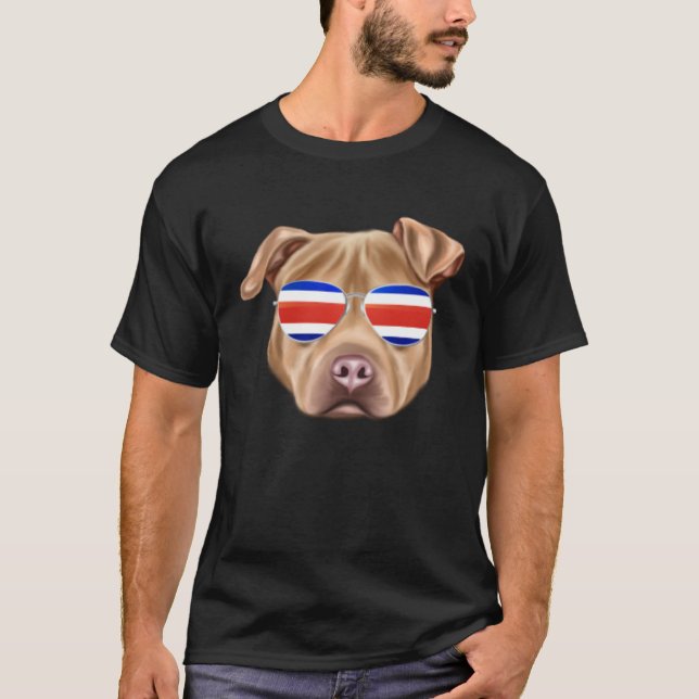 Camiseta Costa Rica Flag Usa Staffordshire Terrier Dog Tico (Anverso)