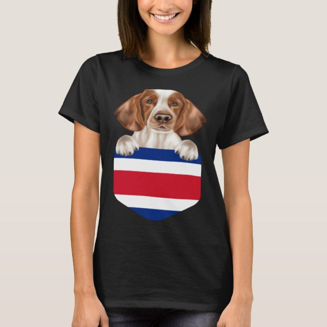 Camiseta Costa Rica Flag Welsh Springer Spaniel Dog In Pock (Anverso)