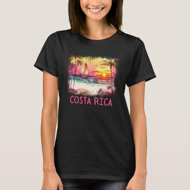 Camiseta Costa Rica Palm Tree Beach Vacation Summer and Sur (Anverso)