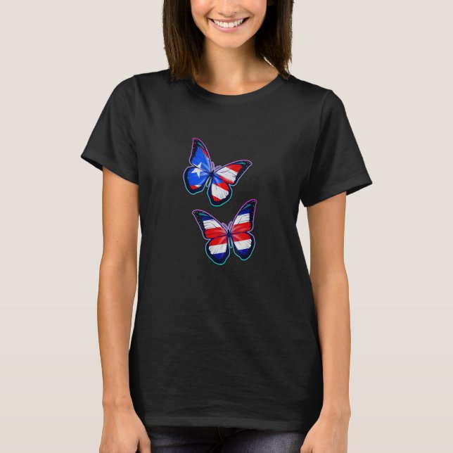 Camiseta Costa Rica Puerto Rico bicultural roots Butterfly  (Anverso)