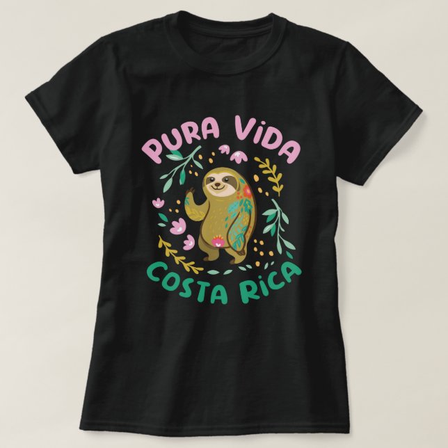 Camiseta Costa Rica Pura Vida Sloth (Diseño del anverso)