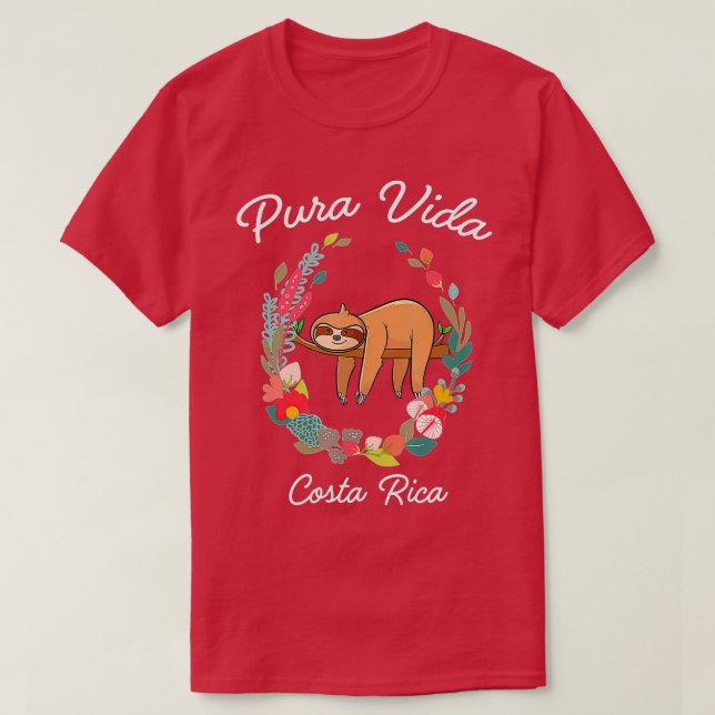 Camiseta Costa Rica Pura Vida Sloth (Diseño del anverso)