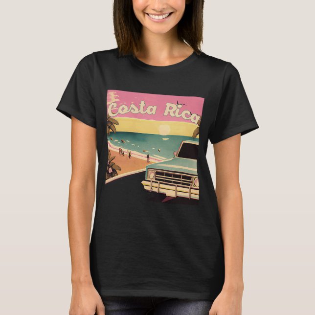 Camiseta Costa Rica Retro Beach Vacation Graphics Costa Ric (Anverso)