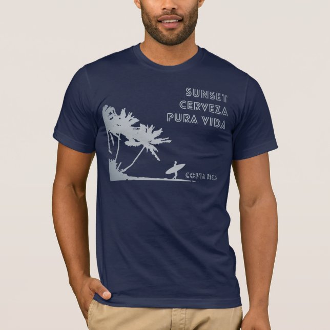 Camiseta Costa Rica Sunset Cerveza Surfing (Anverso)