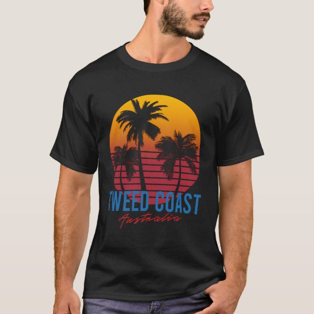 Camiseta Costa Tweed de época Australia Palmeras Sunset Re (Anverso)