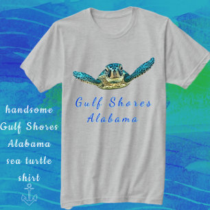Camiseta Costas del Golfo Alabama Hermosa Tortuga Marítima