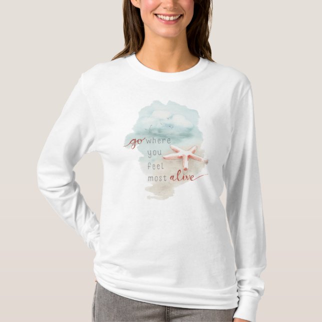 Camiseta Costero Starfish Beach Watercolor (Anverso)