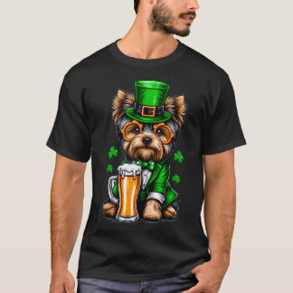 Camiseta Costuma del Día de Yorkie Saint Paddys para el Tan