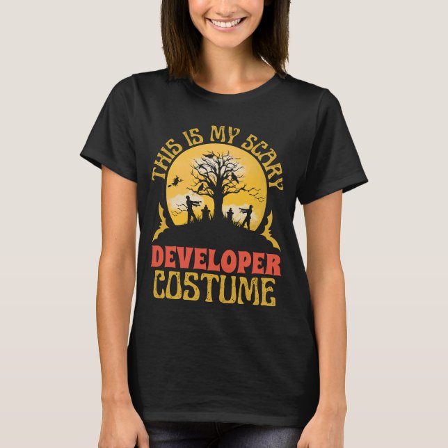 Camiseta Costume Halloween, programador gracioso y asustado (Anverso)