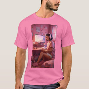Camiseta "Cosy Lofi Vibes: Un Chica simpático en Pastel Hav
