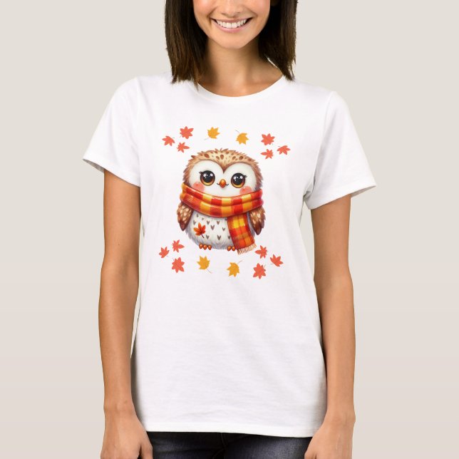 Camiseta Cosy Owl Fall Design Cute Animal (Anverso)