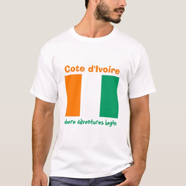 Camiseta Cote d'Ivoire Bandera + Mapa + Texto (Anverso)