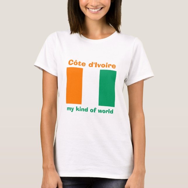 Camiseta Cote d'Ivoire Bandera + Mapa + Texto (Anverso)