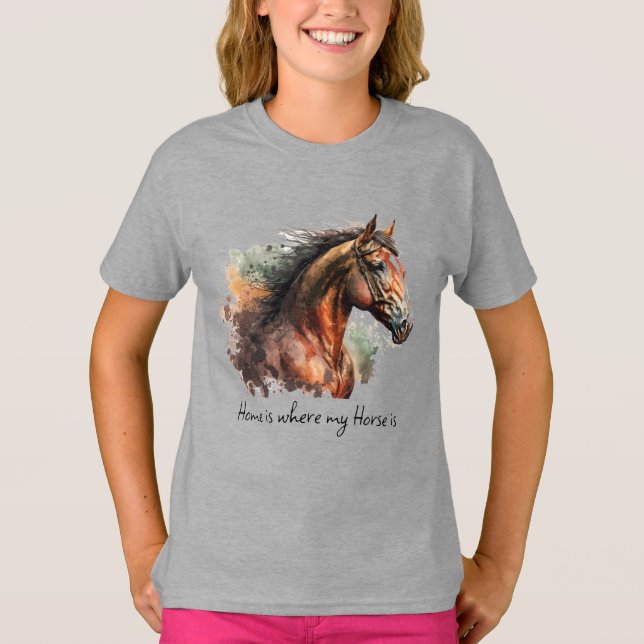 Camiseta Cotización de caballos Personalizado de acuarela F (Anverso)