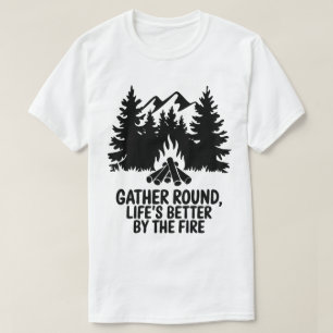 Camiseta Cotización de silueta de bosque de montaña de Camp