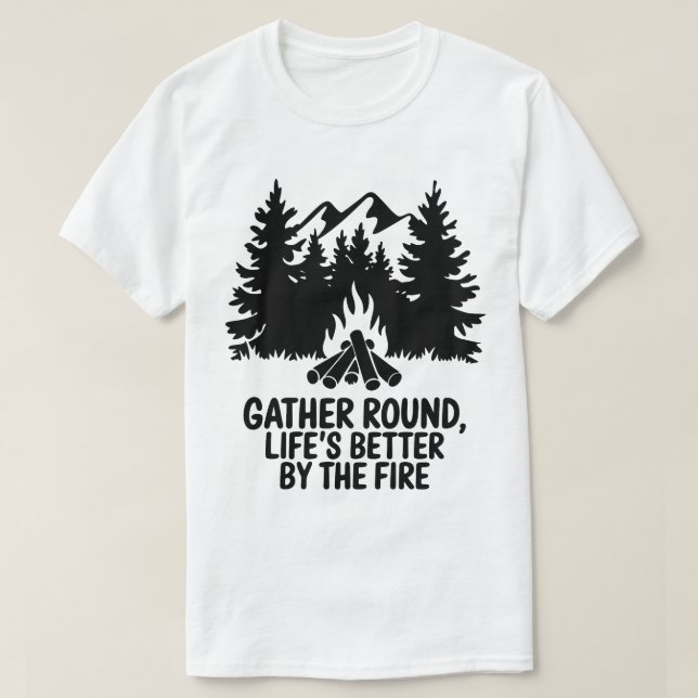Camiseta Cotización de silueta de bosque de montaña de Camp (Diseño del anverso)