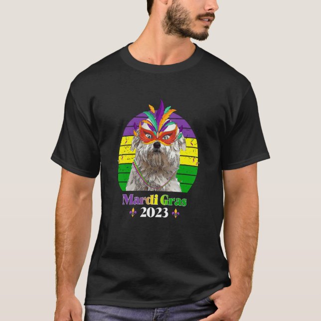 Camiseta Coton de Tulear Party Dog Mardi Gras 2023 (Anverso)