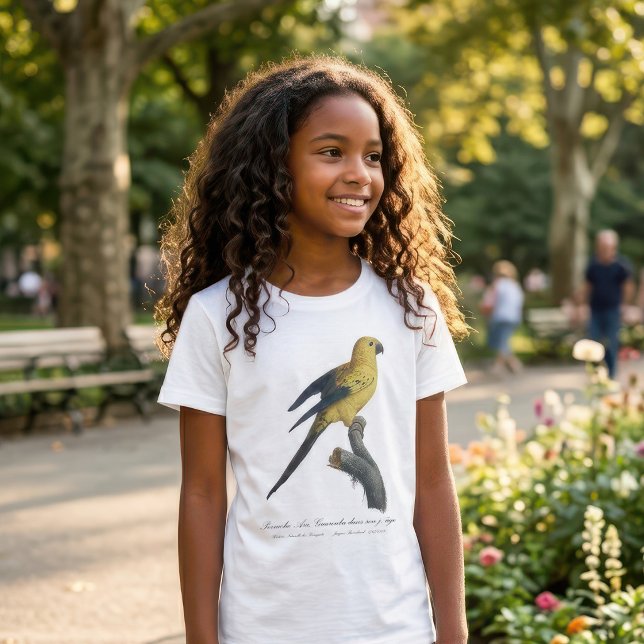 Camiseta Cotorra del Sol o Aratinga solstitialis (Guarouba dans sons jeune age / Sun parakeet. Girl Basic White T-Shirt )