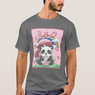 Camiseta Cottagecore Aesthetic Kawaii Panda Fresa Leche